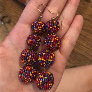 Talbots Multi Colorful Beaded Ball Drop Earrings